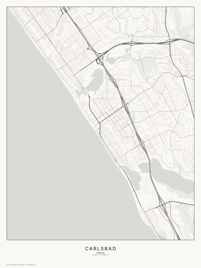 Carlsbad map poster, classic style