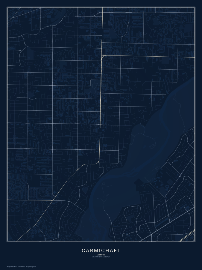 Carmichael map poster, midnight style