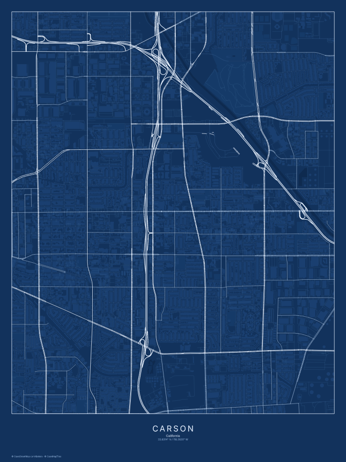 Carson map poster, blueprint style