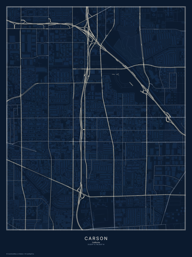 Carson map poster, midnight style