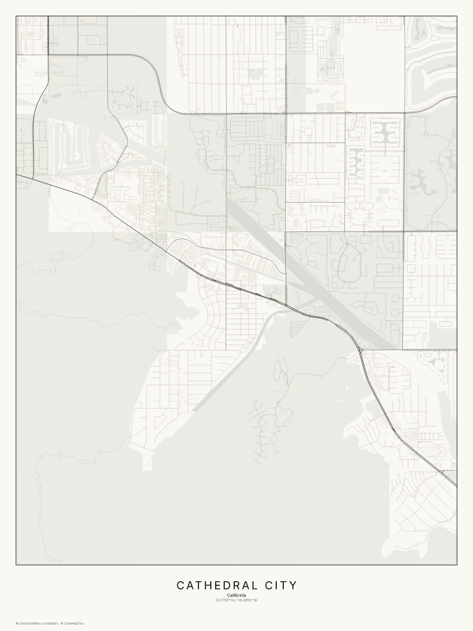 Cathedral City map poster, classic style