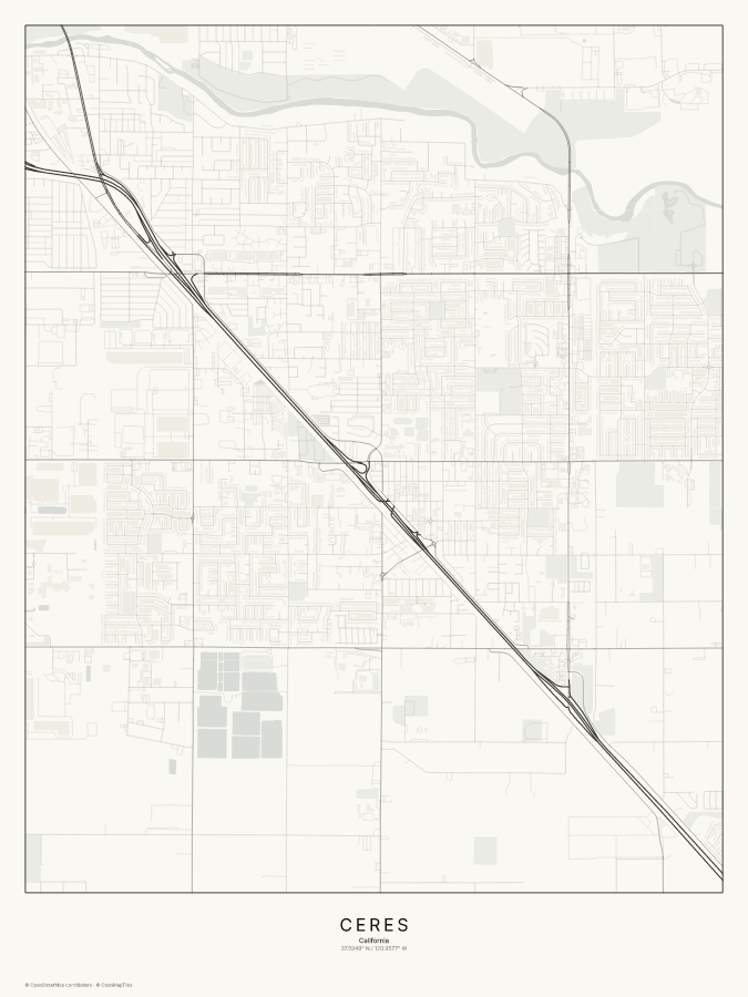 Ceres map poster, classic style