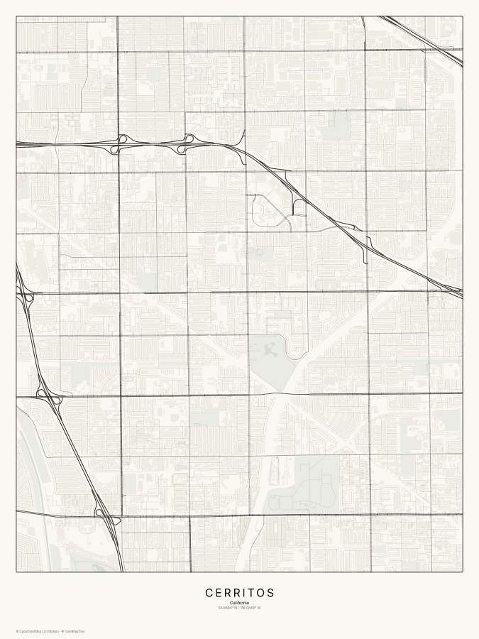 Cerritos map poster, classic style