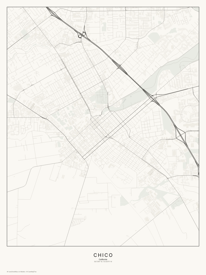 Chico map poster, classic style