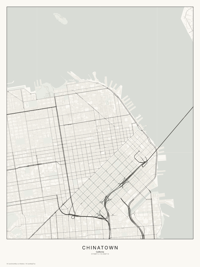 Chinatown map poster, classic style