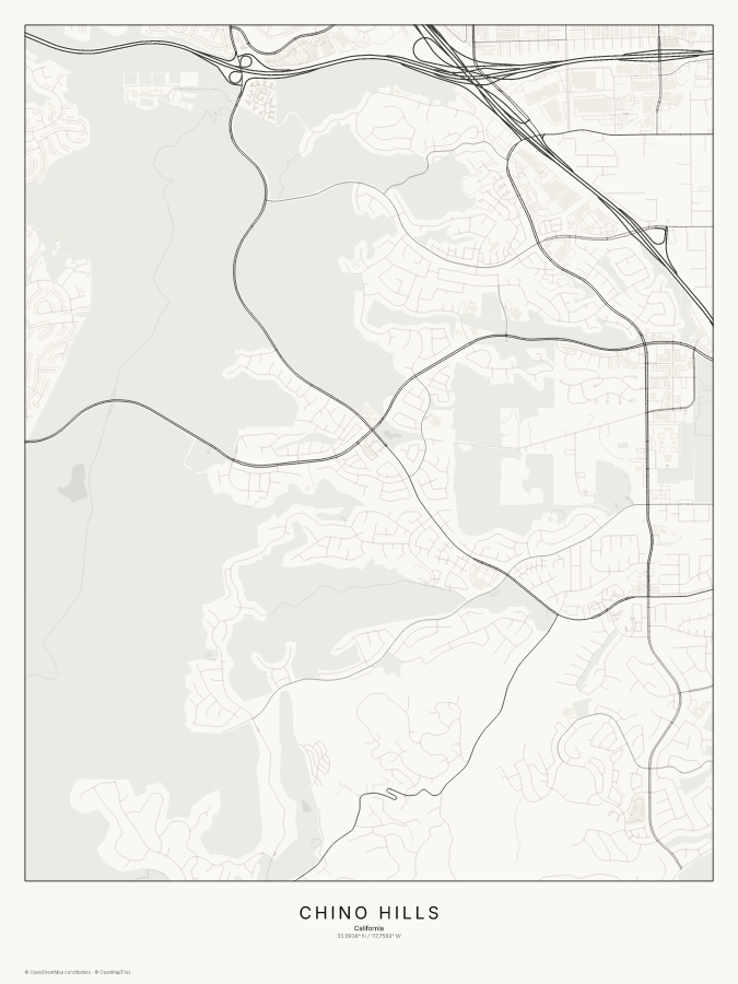 Chino Hills map poster, classic style