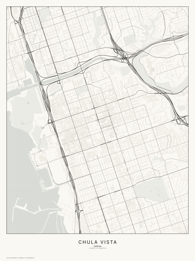 Chula Vista map poster, classic style