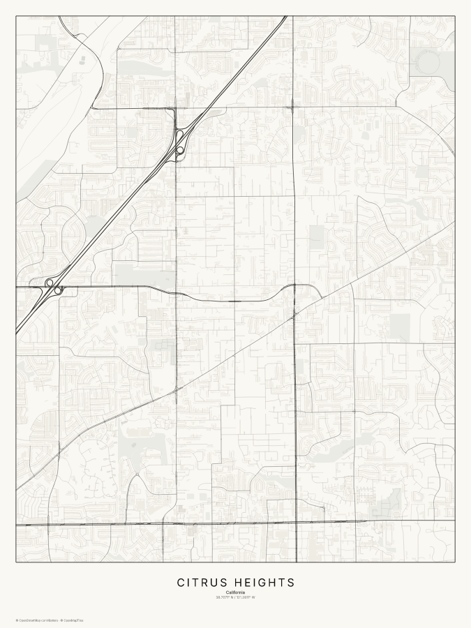 Citrus Heights map poster, classic style