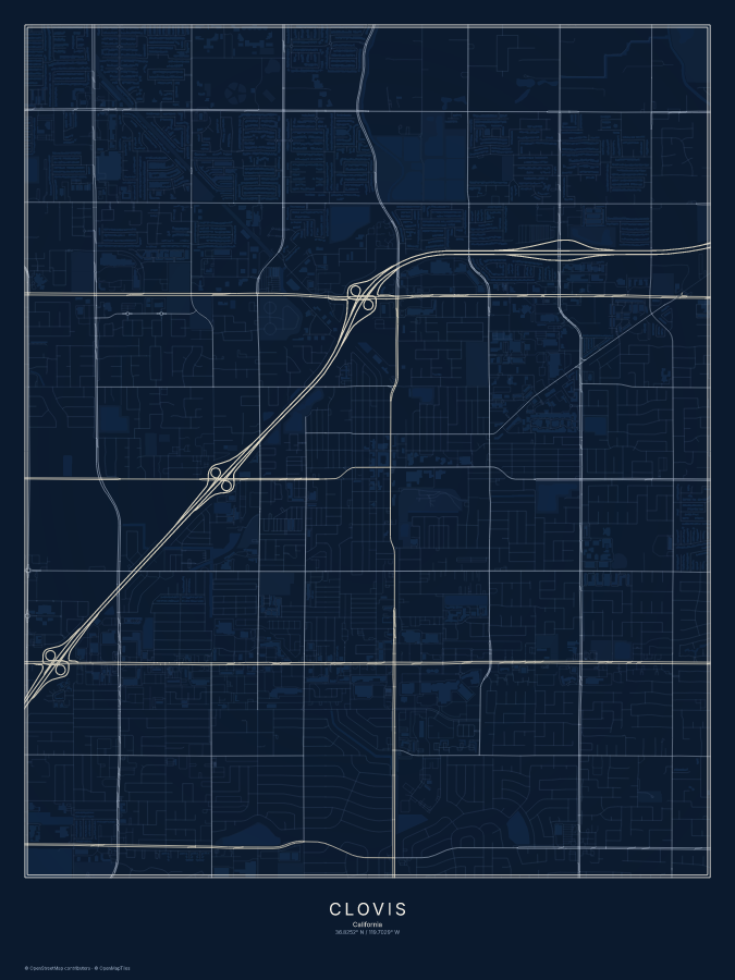 Clovis map poster, midnight style