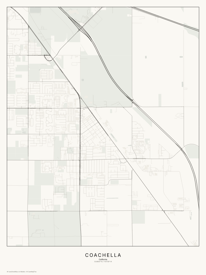 Coachella map poster, classic style