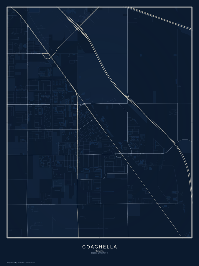 Coachella map poster, midnight style