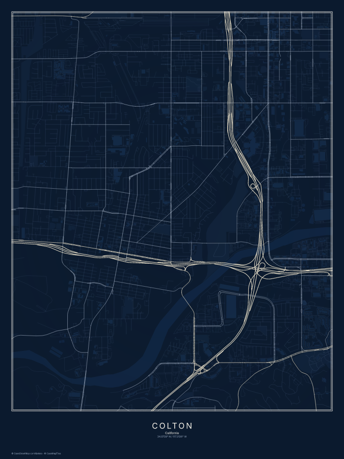 Colton map poster, midnight style