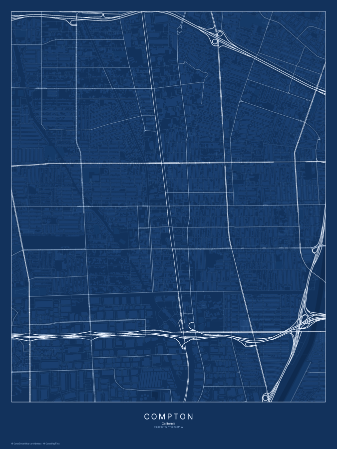 Compton map poster, blueprint style