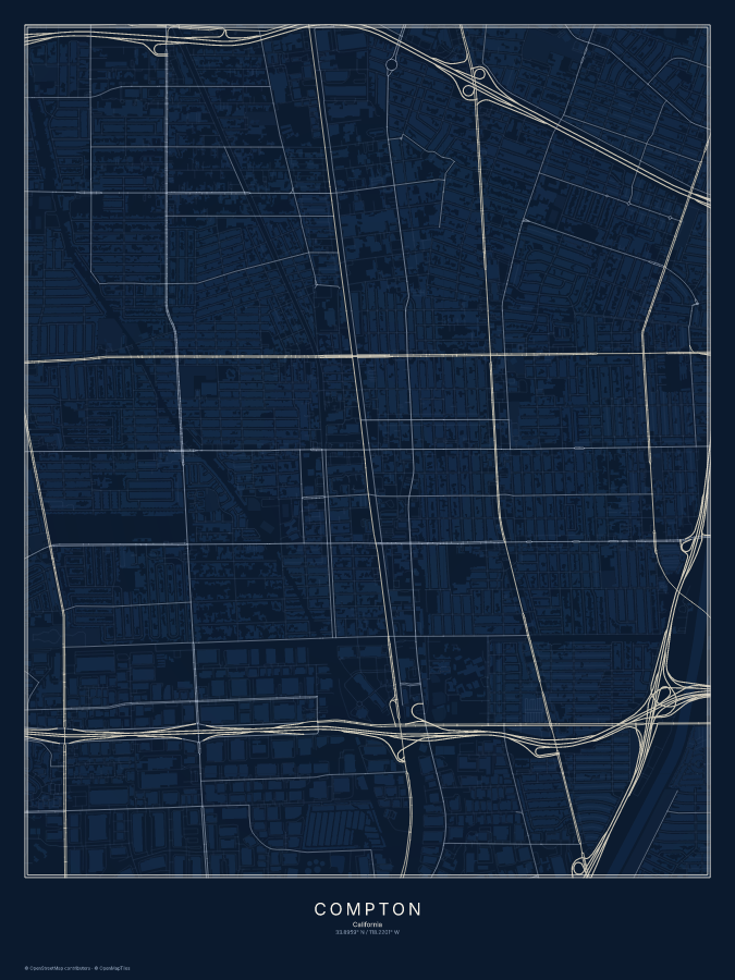 Compton map poster, midnight style