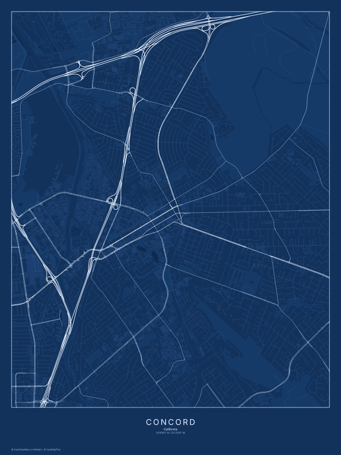 Concord map poster, blueprint style