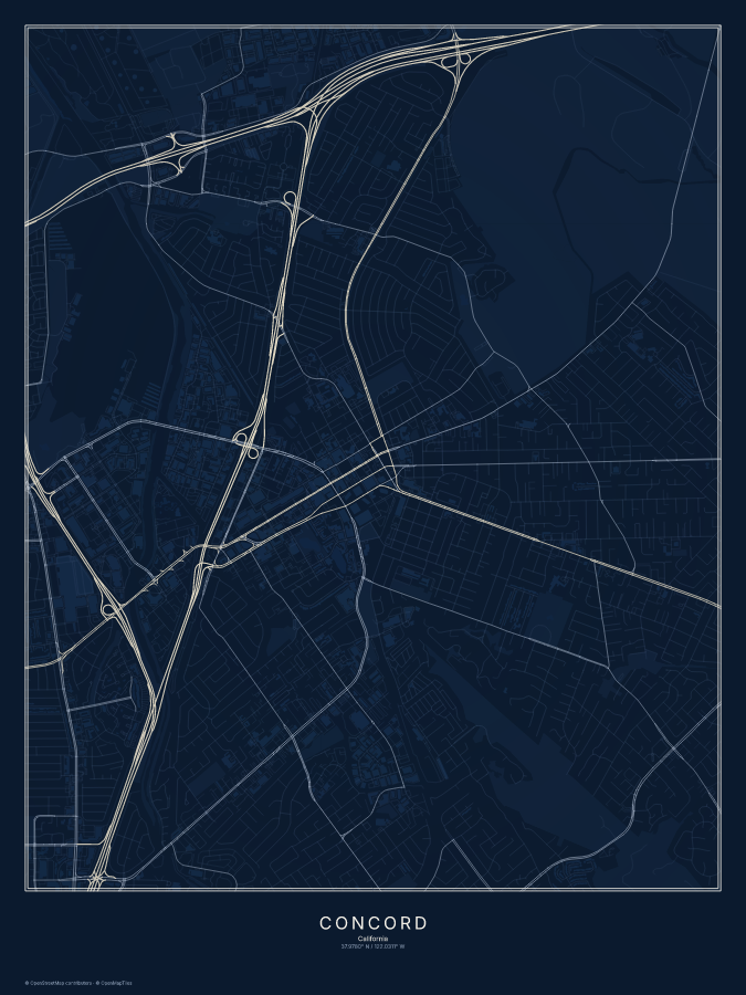 Concord map poster, midnight style