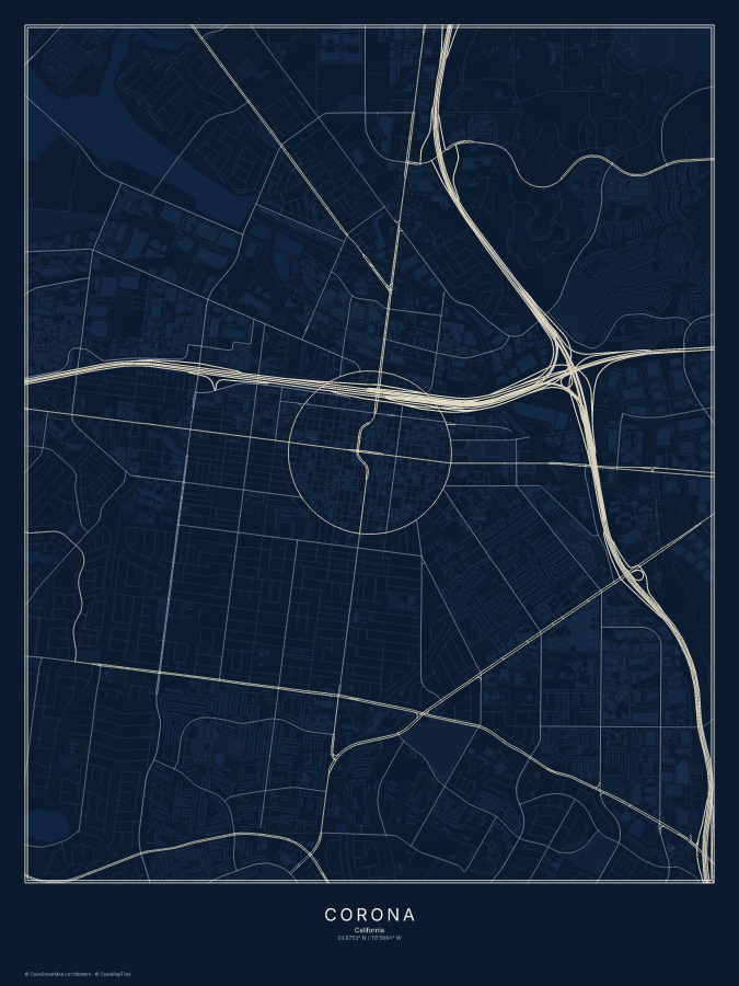 Corona map poster, midnight style