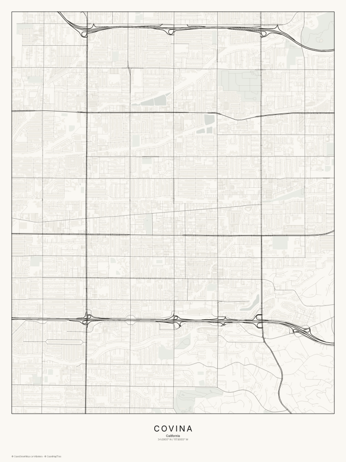 Covina map poster, classic style