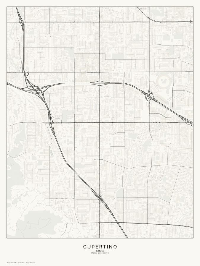 Cupertino map poster, classic style