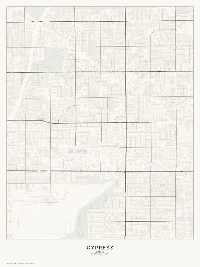 Cypress map poster, classic style