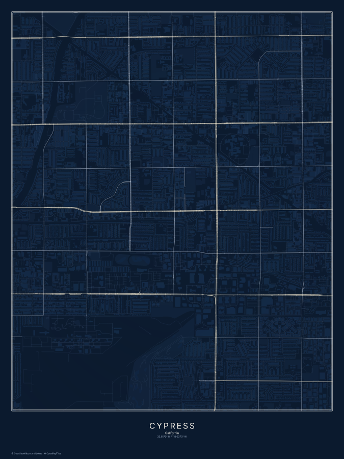 Cypress map poster, midnight style