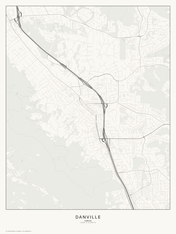 Danville map poster, classic style