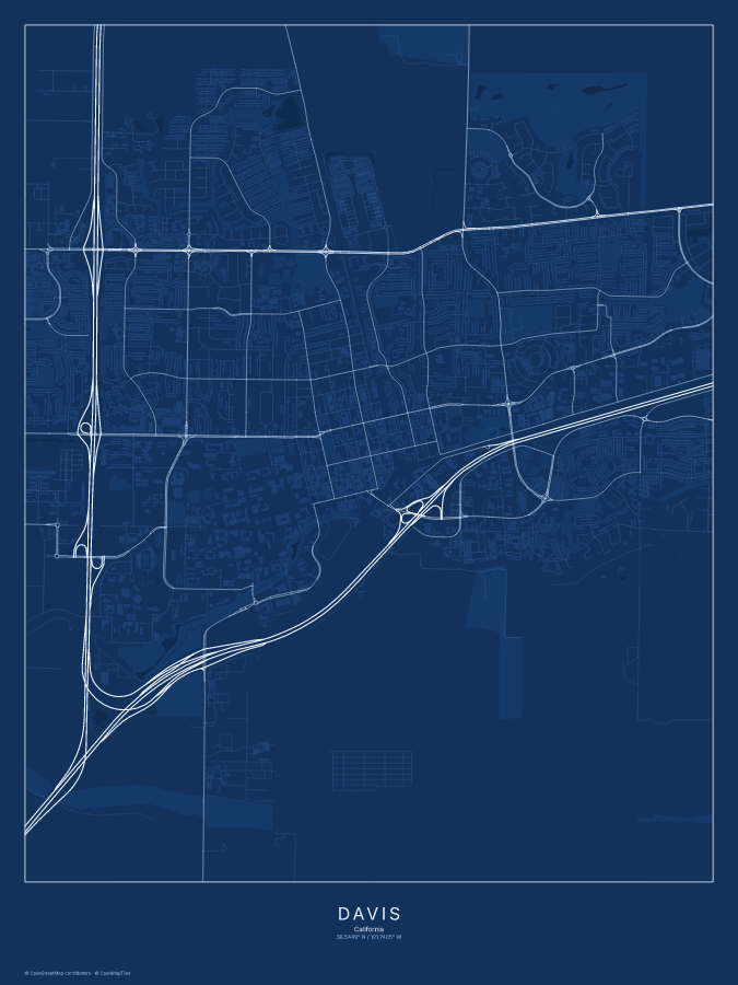Davis map poster, blueprint style