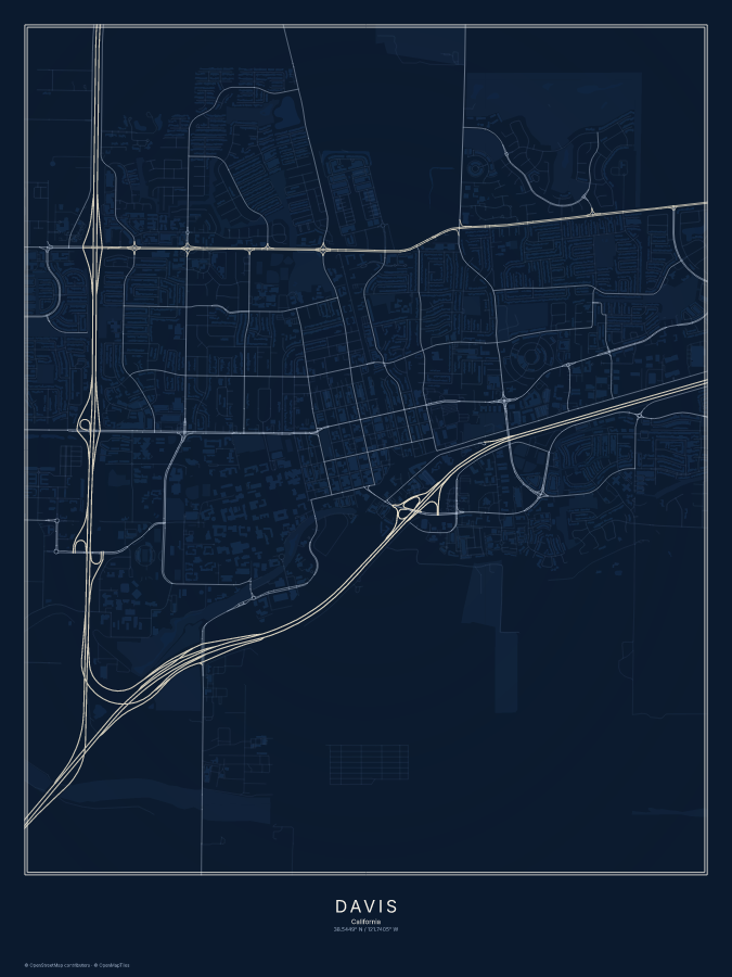 Davis map poster, midnight style