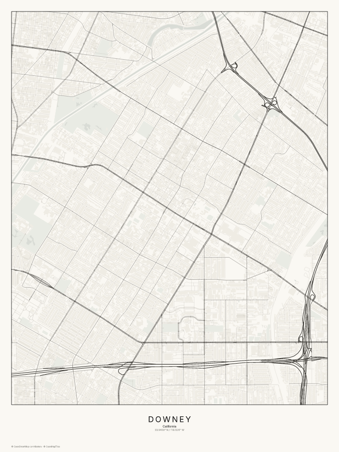 Downey map poster, classic style