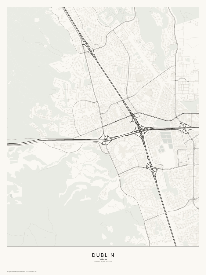 Dublin map poster, classic style