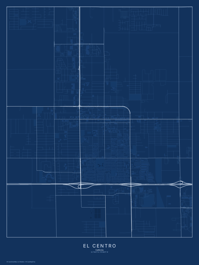 El Centro map poster, blueprint style