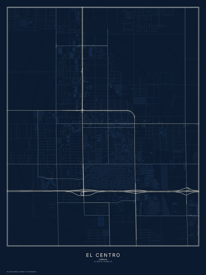 El Centro map poster, midnight style