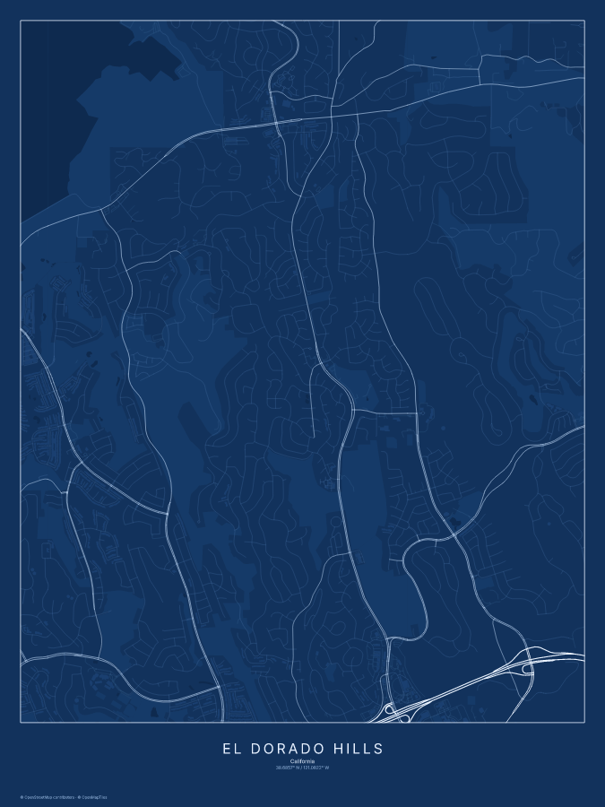 El Dorado Hills map poster, blueprint style