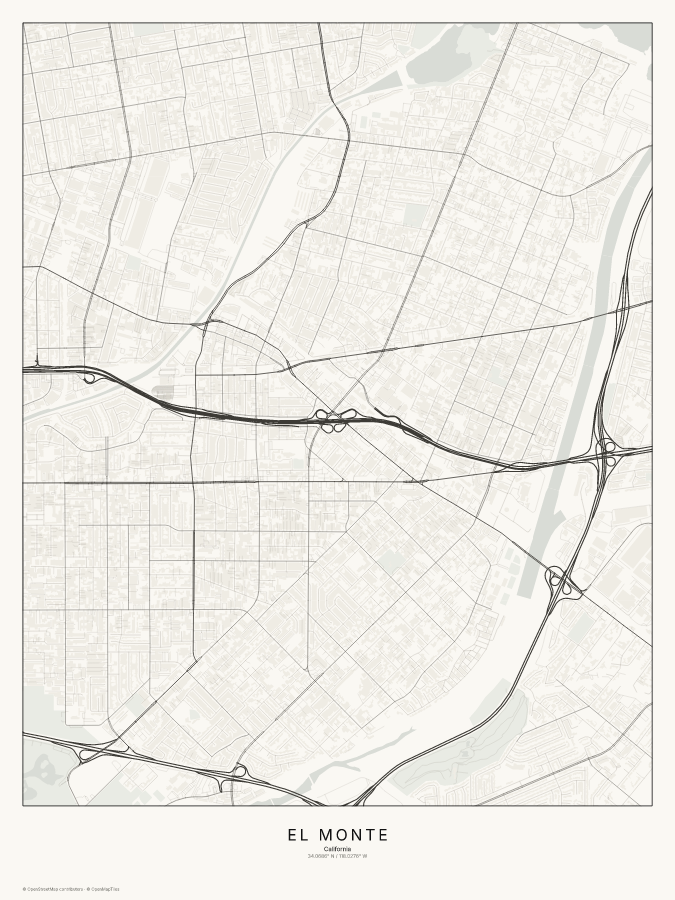El Monte map poster, classic style