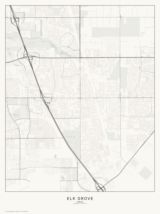 Elk Grove map poster, classic style