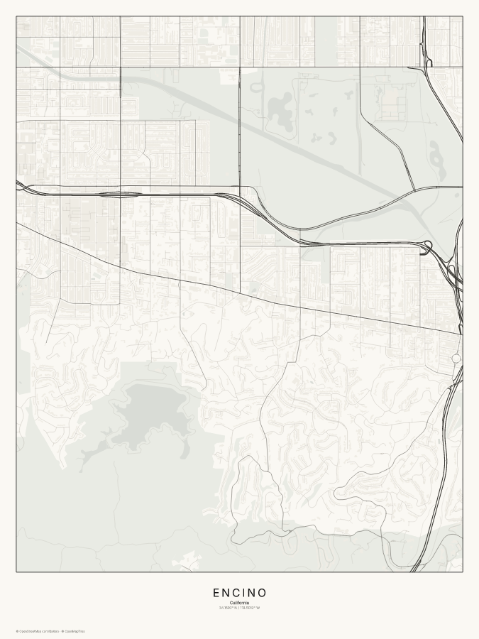 Encino map poster, classic style