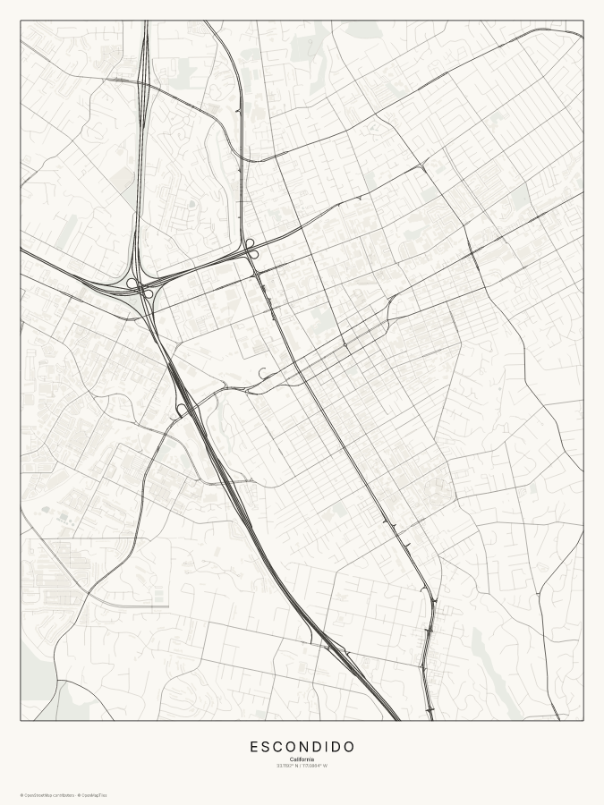 Escondido map poster, classic style