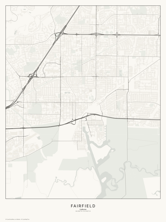 Fairfield map poster, classic style