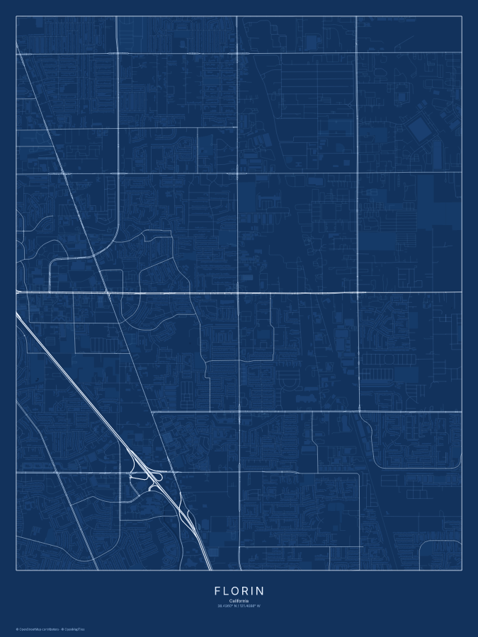 Florin map poster, blueprint style