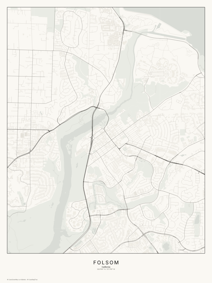 Folsom map poster, classic style