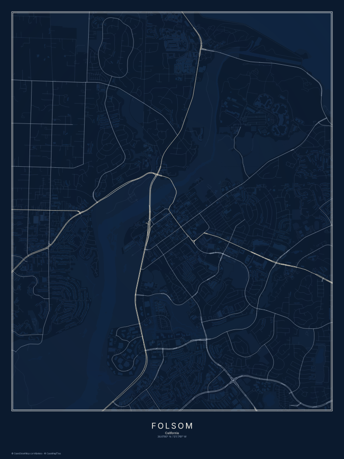 Folsom map poster, midnight style