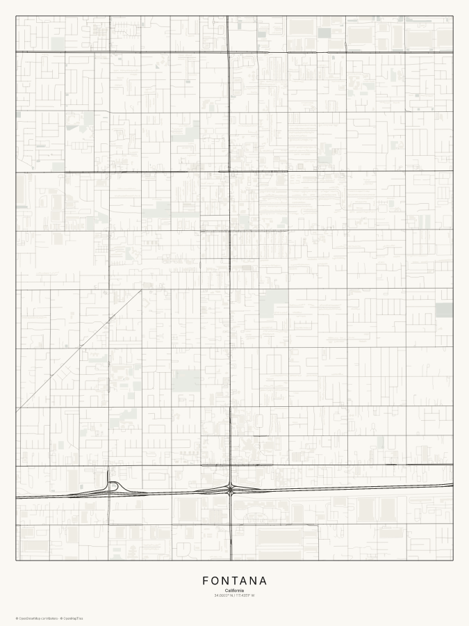 Fontana map poster, classic style