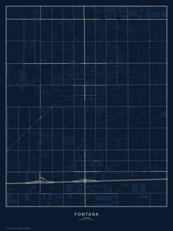 Fontana map poster, midnight style