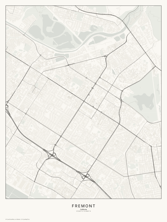 Fremont map poster, classic style