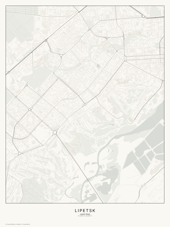 Lipetsk map poster, classic style