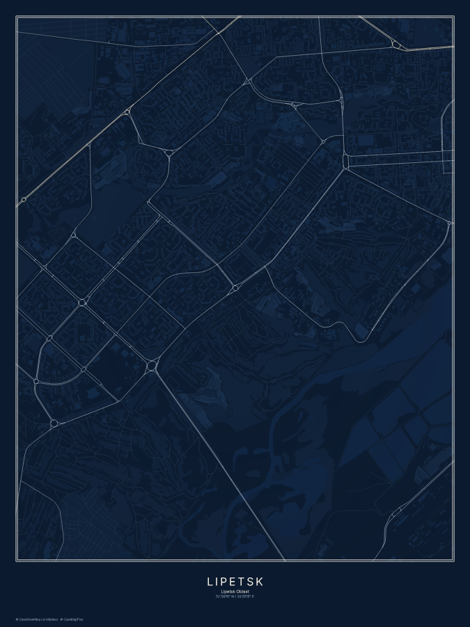 Lipetsk map poster, midnight style