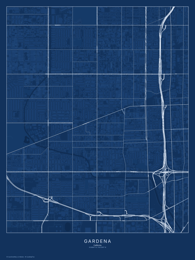 Gardena map poster, blueprint style