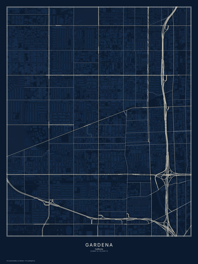 Gardena map poster, midnight style