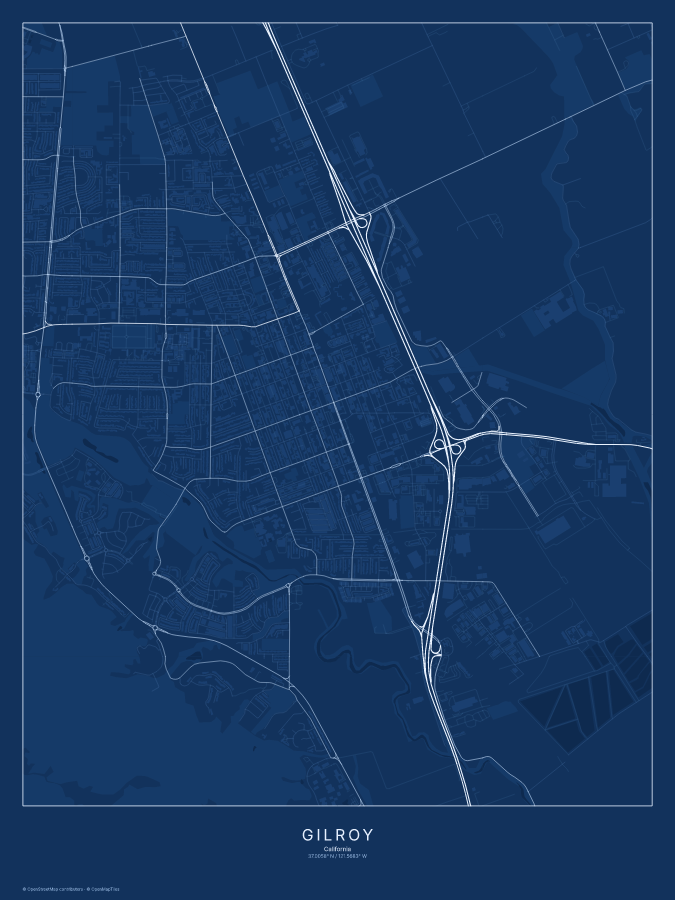 Gilroy map poster, blueprint style
