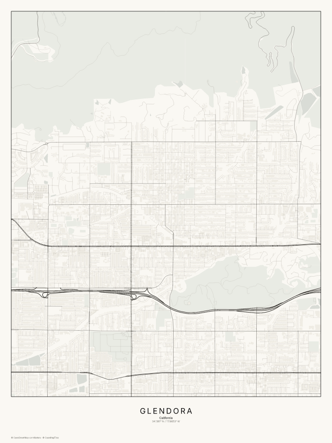 Glendora map poster, classic style